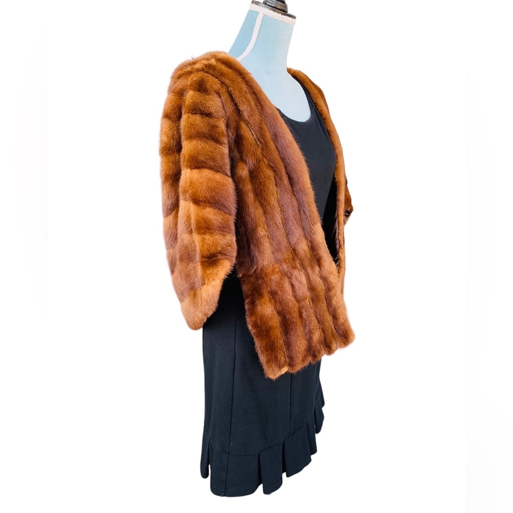 Vintage 1950s Brown Mink Fur Stole Wrap Capelet Rockabilly Fancy Dress - Picture 8 of 12
